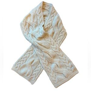 Blarney Knit Scarf Cable Knit Cream 100% Wool NWT